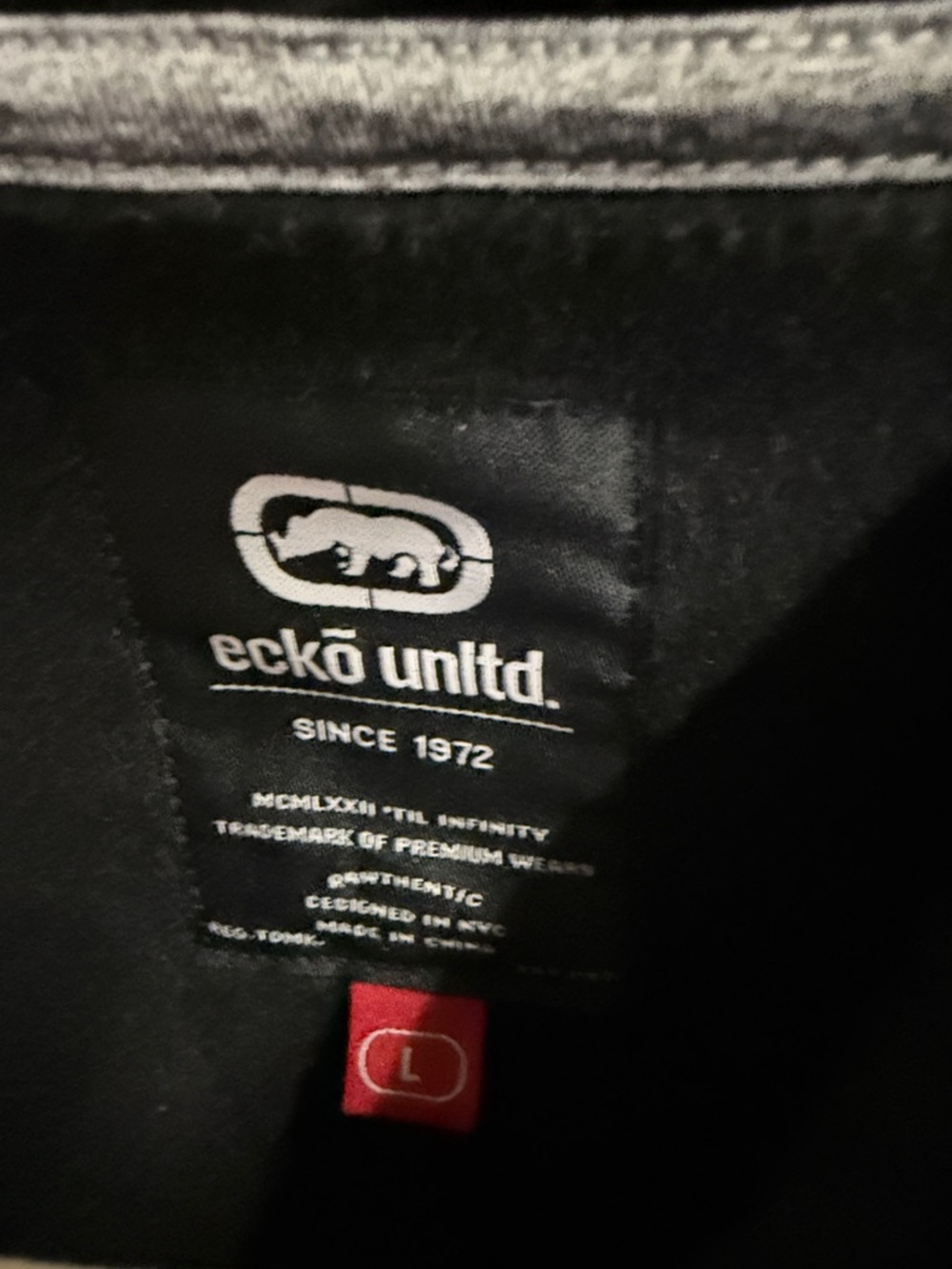 Ecko Unlimited Black Zip-Up Hoodie with White Logo - Picture 3 of 4